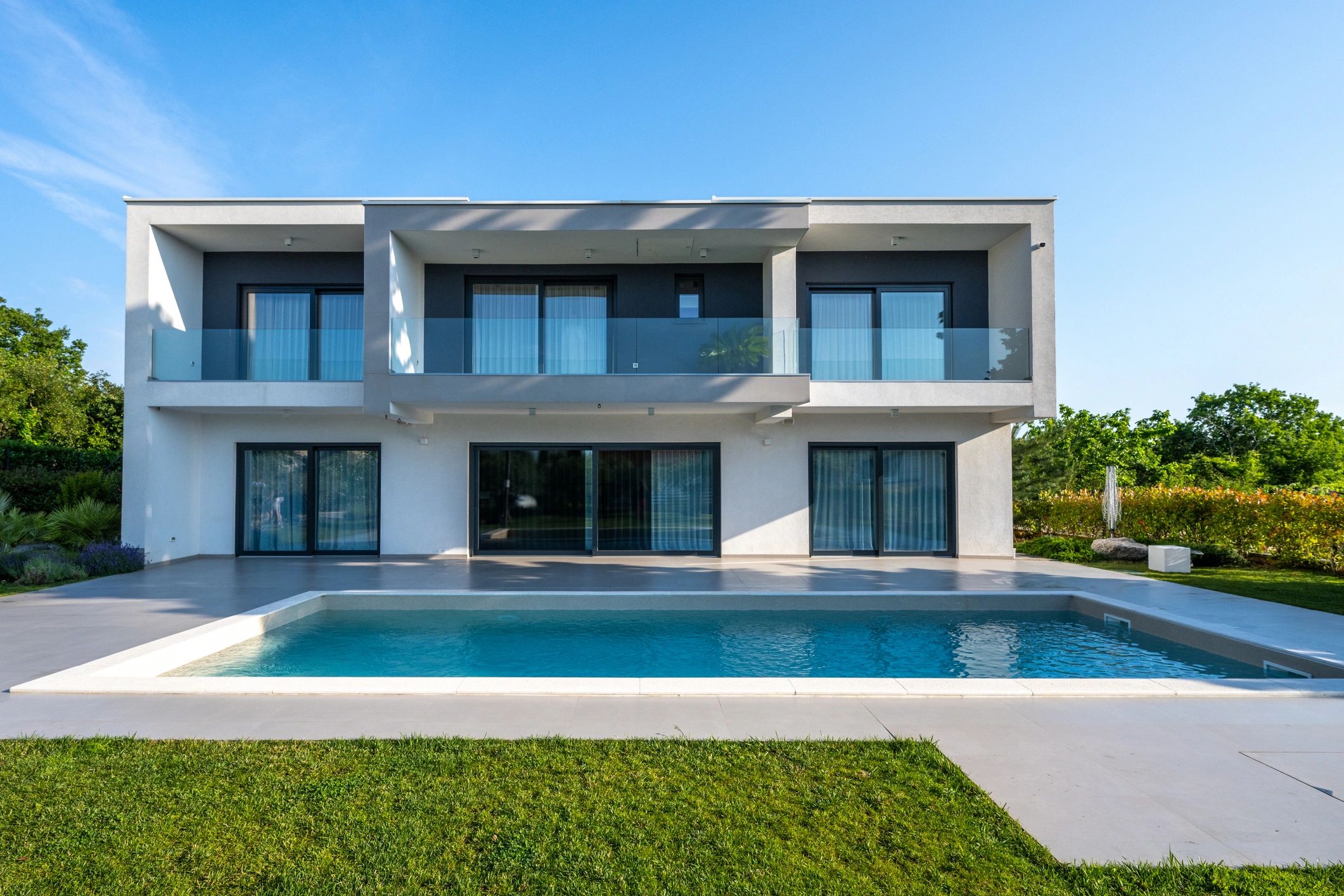 Modern home exterior showcasing replacement windows